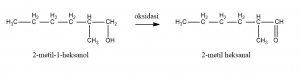 Tuliskan reaksi alkohol dari 2-metil-1-heksanol yang di oksidasi