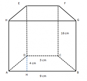 Sebuah prisma dengan alas trapesium sama kaki memiliki panjang sisi sejajar berturut turut 3cm dan 9cm. Jika tinggi trapesium 4cm dan tinggi prisma 16cm. tentukan luas permukaan prisma tersebut.