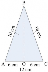 Sebuah prisma mempunyai alas berbentuk segitiga sama kaki dengan panjang alas segitiga 12 cm dan panjang kaki segitiga 10 cm. Jika tinggi prisma 15 cm, berapakah luas permukaan prisma tersebut?